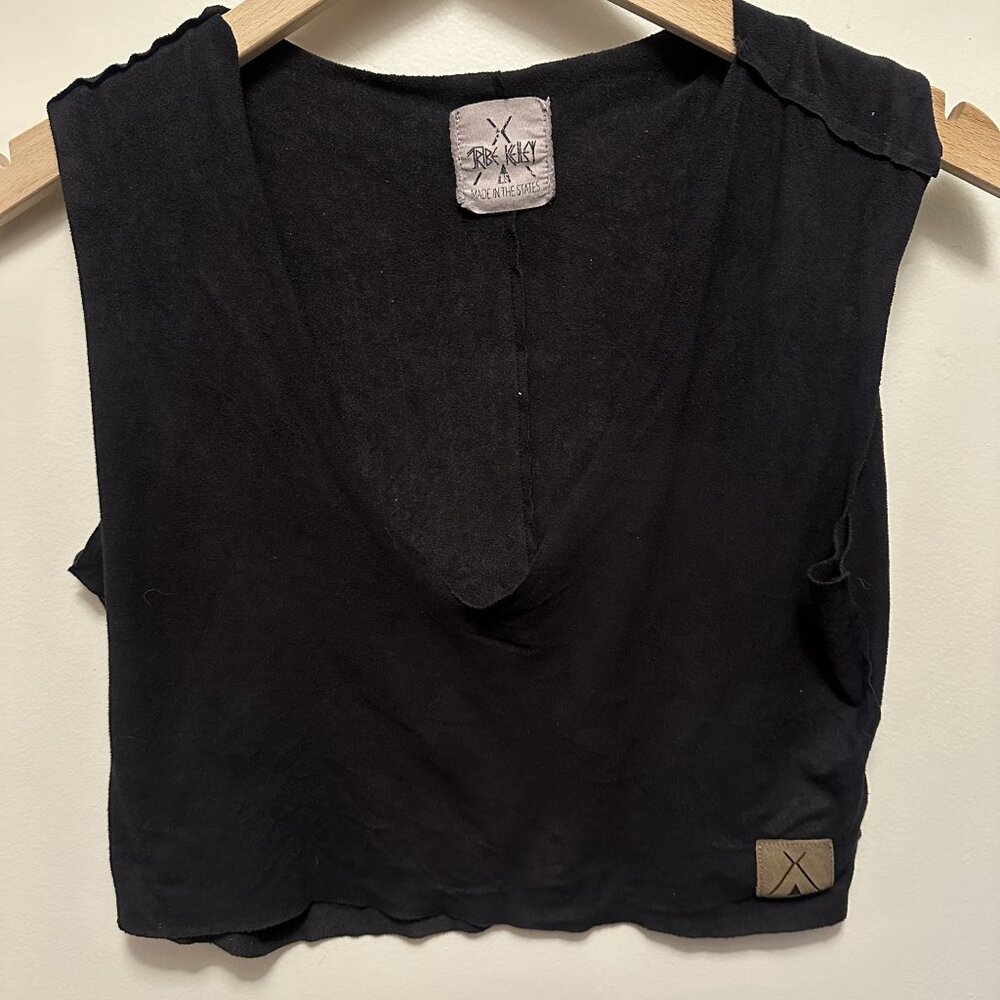 Tribe Kelley Black Suede Crop Top